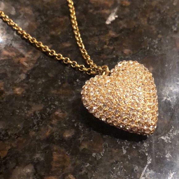 J.Crew necklace—gold heart with diamond details - Picture 2 of 5